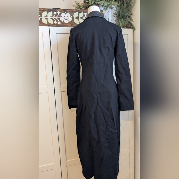 NWOT STAUD Alfred Faux Leather Accent Long Sleeve Midi Knit Dress Black medium m - Picture 3 of 5